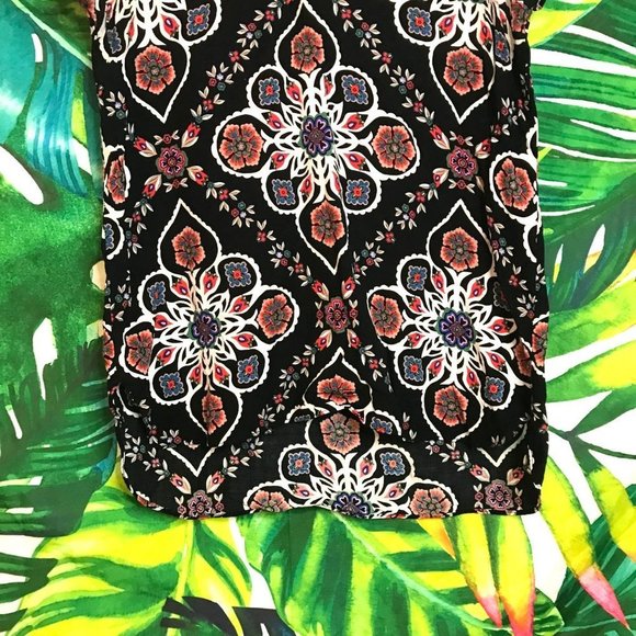 EUC Old Navy Women's Small Geometric Floral Boho Work Casual Blouse - Picture 5 of 6
